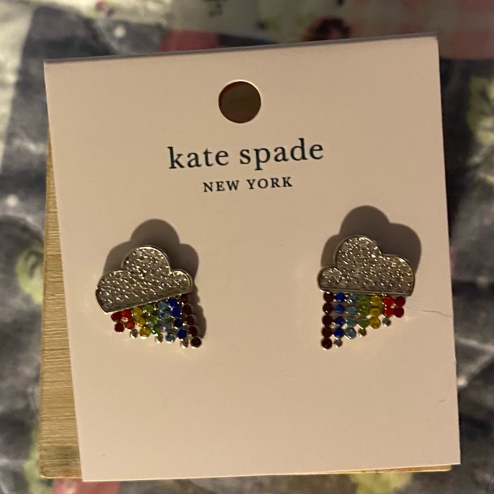 Kate spade cloud rainbow/pride gem earrings Pride 🎄🎁✨
